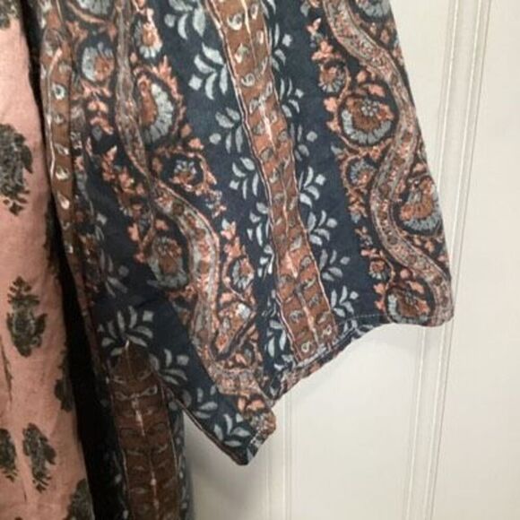 J. Jill Folklore Stamped Tunic Top Sz Sz 2X Linen Blend Paisley Boho - Picture 4 of 9